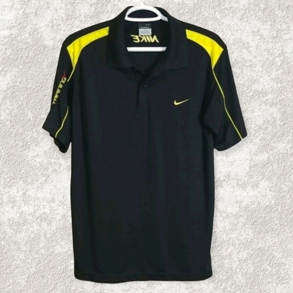 Nike Men's Polo Top Size L Sphere Dry Taining Golf Sports Swish Spell Out - Picture 1 of 6